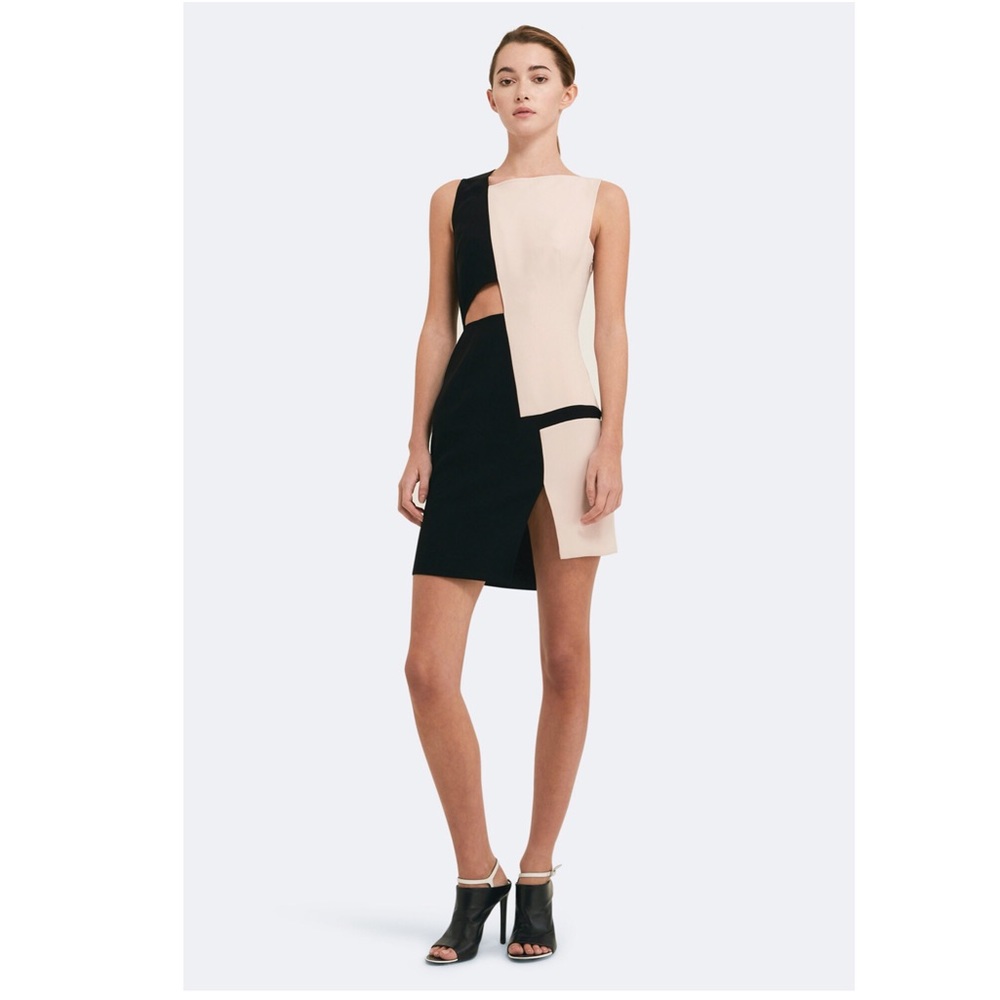 AQ/AQ Black and Cream Colorblock Mini Dress